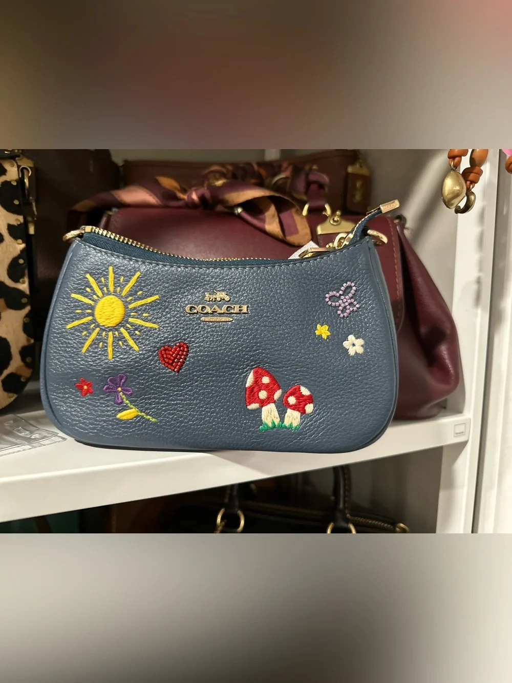 Coach Teri with embroidery in dark denim - NWT